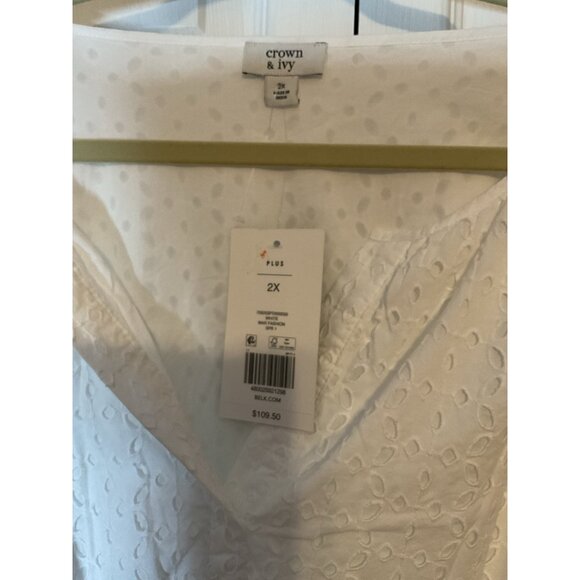 Crown & Ivy White Eyelet Dress Romantic Size 2X New $109 - Picture 3 of 4